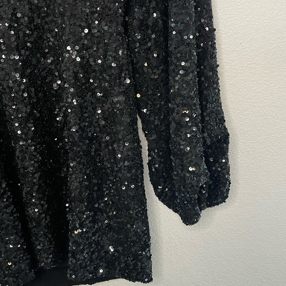 Retrofete dress mini sequin sz large Black long sleeve - Picture 4 of 7